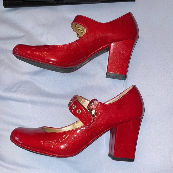 Me too patent leather cherry red Mary Jane heels wizard of oz cosplay anime prep - Picture 2 of 5